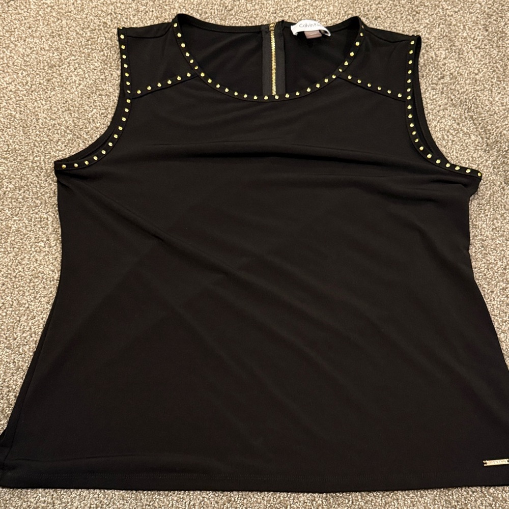 Calvin Klein Black Tank Top with Gold Studs
